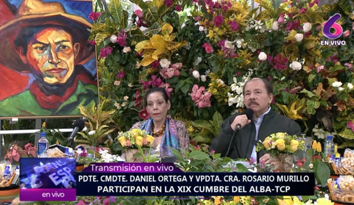 Presidente de #Nicaragua 🇳🇮 Comandante Daniel Ortega en Cumbre del #AlbaBolivariana 

"Está América dijo basta, y echó a andar el carro de la historia"

#UnidosEnVictorias 
#NiUnPasoAtras