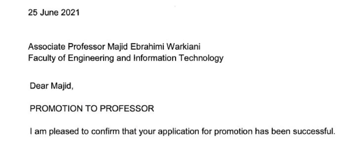 Majid Ebrahimi Warkiani (@majidew) on Twitter photo I am finally Full Professor 😃
Super excited and happy to get this great news from our VC 😍❤🙏.
I am truly blessed and thankful and I should say this is because of having many good mentors and hard-working/smart students. 👍💯🙏
<a href="/UTSEngage/">UTS</a>
<a href="/warkianilab/">WarkianiLab</a>
<a href="/UTSResearch/">UTS Research</a>
<a href="/UTSFEIT/">UTS Faculty of Engineering and IT</a> I am finally Full Professor 😃
Super excited and happy to get this great news from our VC 😍❤🙏.
I am truly blessed and thankful and I should say this is because of having many good mentors and hard-working/smart students. 👍💯🙏
<a href="/UTSEngage/">UTS</a>
<a href="/warkianilab/">WarkianiLab</a>
<a href="/UTSResearch/">UTS Research</a>
<a href="/UTSFEIT/">UTS Faculty of Engineering and IT</a>