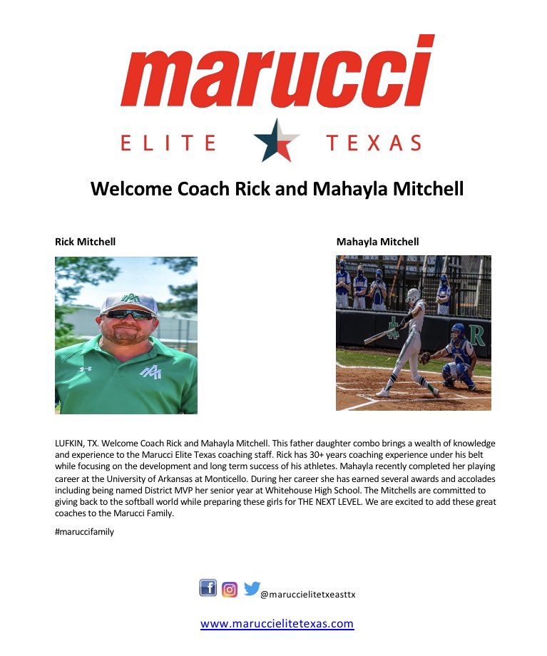 Lufkin, Tx lookout… Welcome to the coaching staff. The Mitchell’s will be taking over our 14u team this Fall. We are excited to have y’all on board.
#bigthingscoming