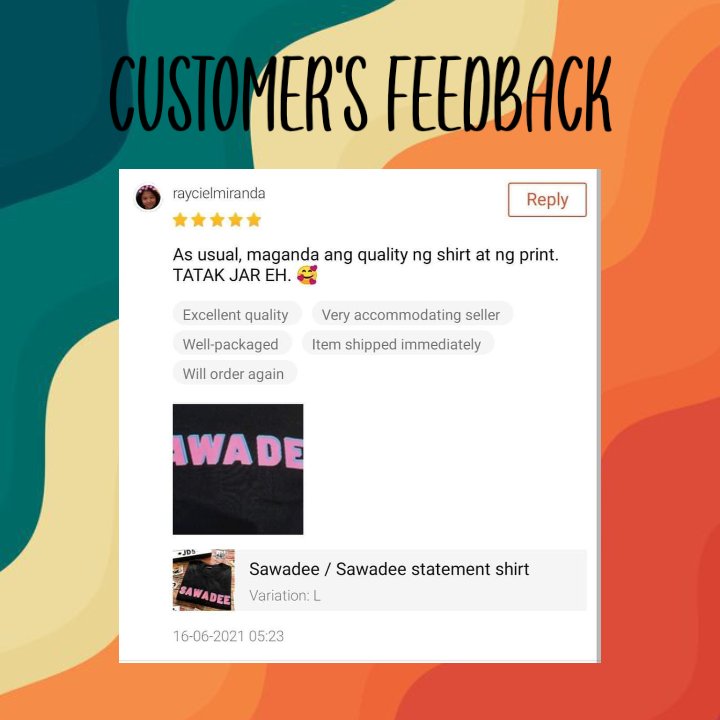JarMerchandise's tweet photo. How's the quality?

Here are some of our customer's feedbacks and ratings 🙂
To purchase?
Shopee: J_merchandise.oh (link in our bio) https://t.co/4aslIDeDBt