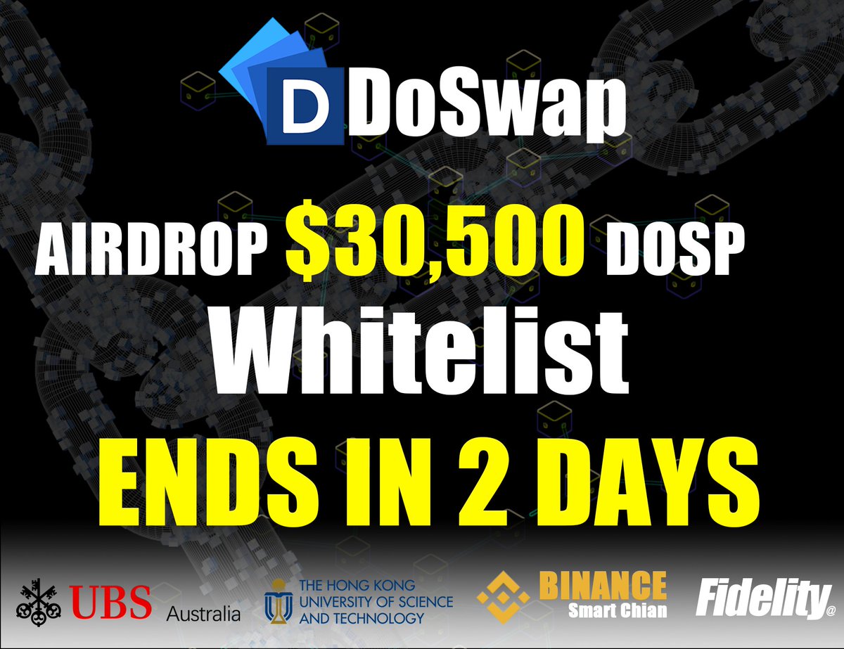 Airdrop and IDO Pre-sale: Worth30,500 ＄DOSP rewards

1. Follow : <a href="/Doswap_Finance/">Doswap.finance</a> 
2. Join t.me/Doswapfinance
3. Tweet (originating directly from your account) containing <a href="/Doswap_Finance/">Doswap.finance</a> 
4. Complete form:forms.gle/bUn7wtHysFRsPj…

<a href="/coinkit_/">CoinKit</a> mon 0.001 60 #BNB <a href="/Doswap_Finance/">Doswap.finance</a>