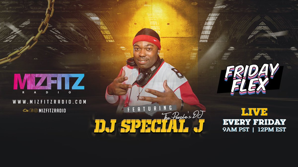 DJSpecialJ910's tweet photo. Coming up #FridayFlex every Friday 9AM PST/12PM EST https://t.co/kZoDenPuN6 or Download the App MIZFITZ RADIO 

#Music #FriFlex #djspecialj #thepeoplesdj #specialjway #IMFLEXIN #IMAMIZFIT #internetradio #onlineradio #mizfitzradio #newmusicalert #newmusicfriday https://t.co/6u7fOJu2RC