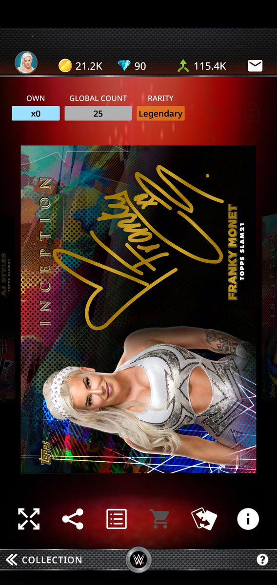 TheMessiahOmen's tweet image. I hope @ToppsSLAM make this card cause it would be amazing and fit lovely in my @FrankyMonetWWE collection but I know it would be hard to get it.

#WWESlam #ToppsSlam