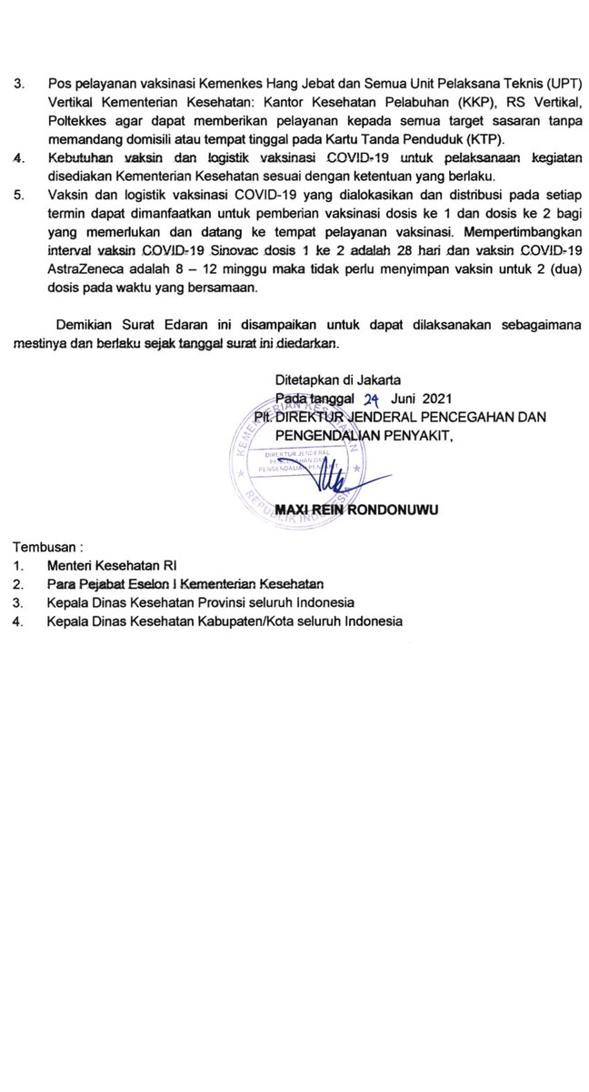 VAKSIN GA PAKE SURAT DOMISILI LAGI!! 💪🏼

Surat Edaran Kementrian Kesehatan No. HK.02.02/I/1669/2021, 24 Juni 2021: 
- Masyarakat untuk vaksin tidak lagi melihat domisili &amp; asal tinggal (KTP)
- Dimanapun masyarakat bisa vaksin jika ada quota.

Share utk teman2 &amp; saudara 🙏🏼