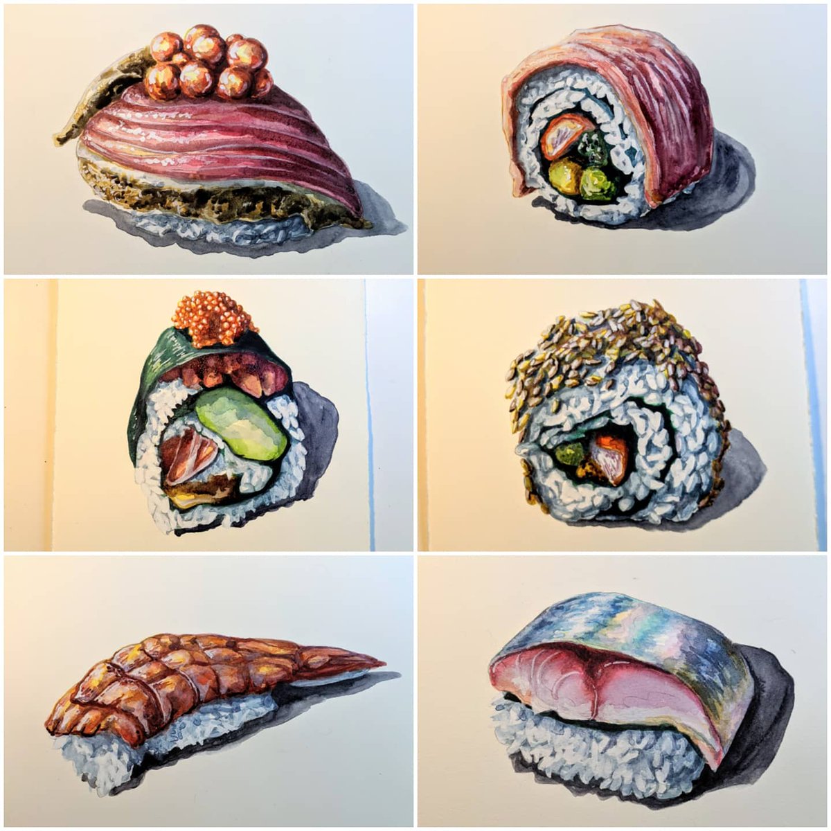 bigredsharks's tweet photo. Today's sushi paintings https://t.co/QjDa8uhr1N