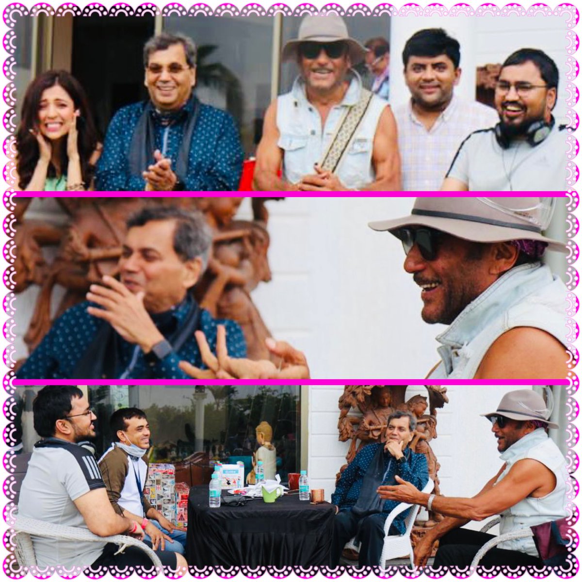 Subhash Ghai (@subhashghai1) on Twitter photo Jackie Shroff brought a big fun visiting on the sets of 36 FARMHOUSE in Lonavla shoot n shared his funny memorable stories working under #muktaarts with younger unit director ram ramesh n heroine #barkhasingh 🤠
a super feel indeed
<a href="/bindasbhidu/">Jackie Shroff</a> <a href="/MuktaArtsLtd/">Mukta Arts</a> Jackie Shroff brought a big fun visiting on the sets of 36 FARMHOUSE in Lonavla shoot n shared his funny memorable stories working under #muktaarts with younger unit director ram ramesh n heroine #barkhasingh 🤠
a super feel indeed
<a href="/bindasbhidu/">Jackie Shroff</a> <a href="/MuktaArtsLtd/">Mukta Arts</a>