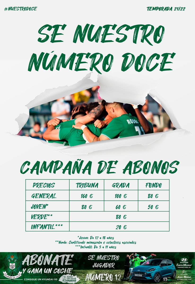 ¡Buenos días!

¿Estás de vacaciones y no has renovado tu abono? 🛫

Este año es muy fácil:

▪️ Accede a cdtoledo.acyti.com desde 💻 o 📲

▪️ Identifícate con tus datos ✍️

▪️ Selecciona asiento 🪑

▪️ Paga con tarjeta 💳

Y ya tienes tu abono de temporada

#NuestroDoce 💚⚪️