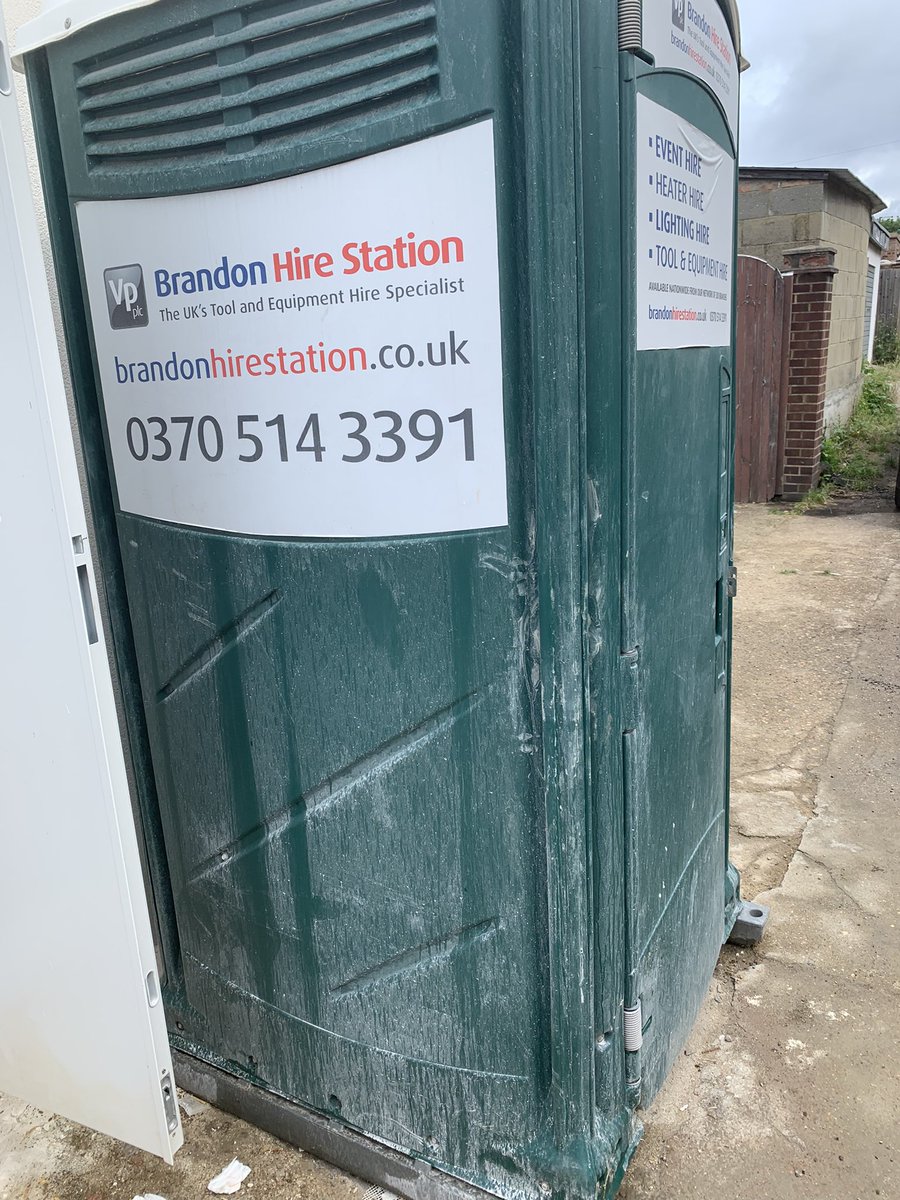 apwaller's tweet photo. @BrandonHireStat Why will you not collect your loo from my property?! I don’t like to kick up a stink, but this company is utterly useless.  Neighbours complaining, health hazard - don’t use these guys ever! #Wimbledon #constructionworkers #renovations #brandonhire https://t.co/giiw8UGopA