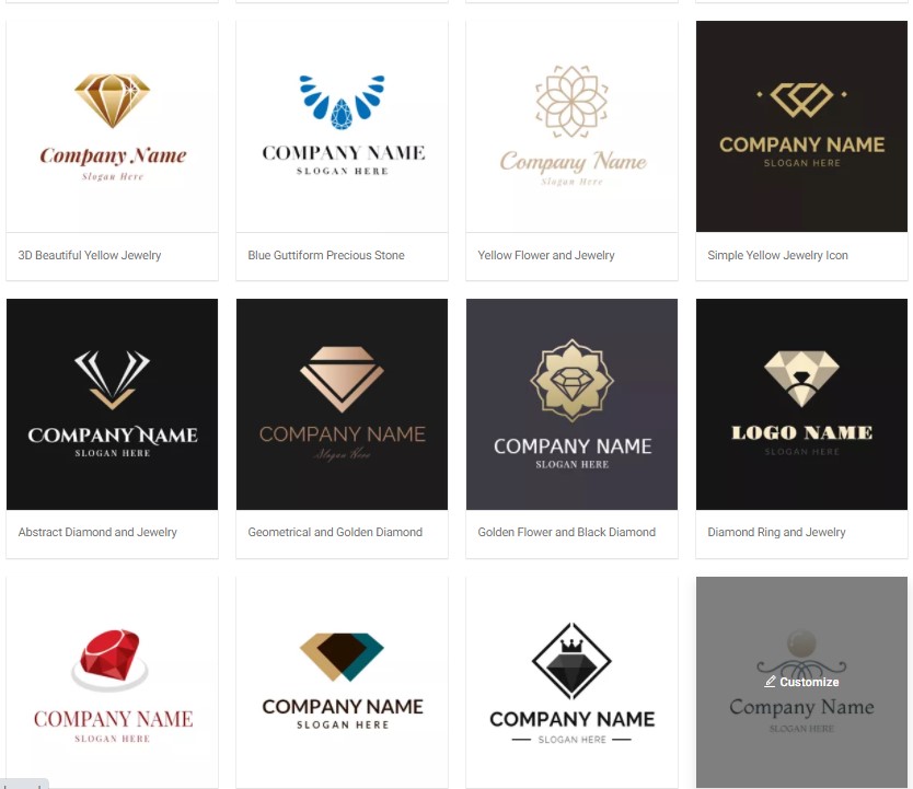 Luxury jewelry logo design templates from DesignEvo