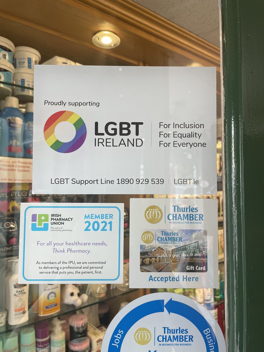 happy pride weekend! 💛🏳️‍🌈🏳️‍⚧️ we are proud to display our @lgbtireland_ie inclusion sticker on our door all the year round, We are proud every day not just in June! ❤️
.
.

#pride #pride2021 #familybusiness #beproud #familypharmacy #pridemonth
