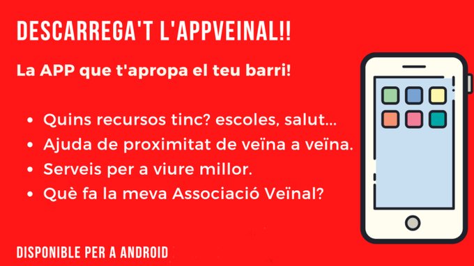 CONFAVC's tweet photo. Sabíeu que amb '#APPVeinal tindreu el vostre veïnat en un CLIC?
📌 Els podreu enviar missatgeria sobre actes q convoqueu i serveis que oferiu.
📌 Els podreu donar un Mapa de recursos perquè coneguin millor el barri.
👉 Descarregeu-vos-la! https://t.co/lKthNqvLWy https://t.co/FSnpkIeMSy