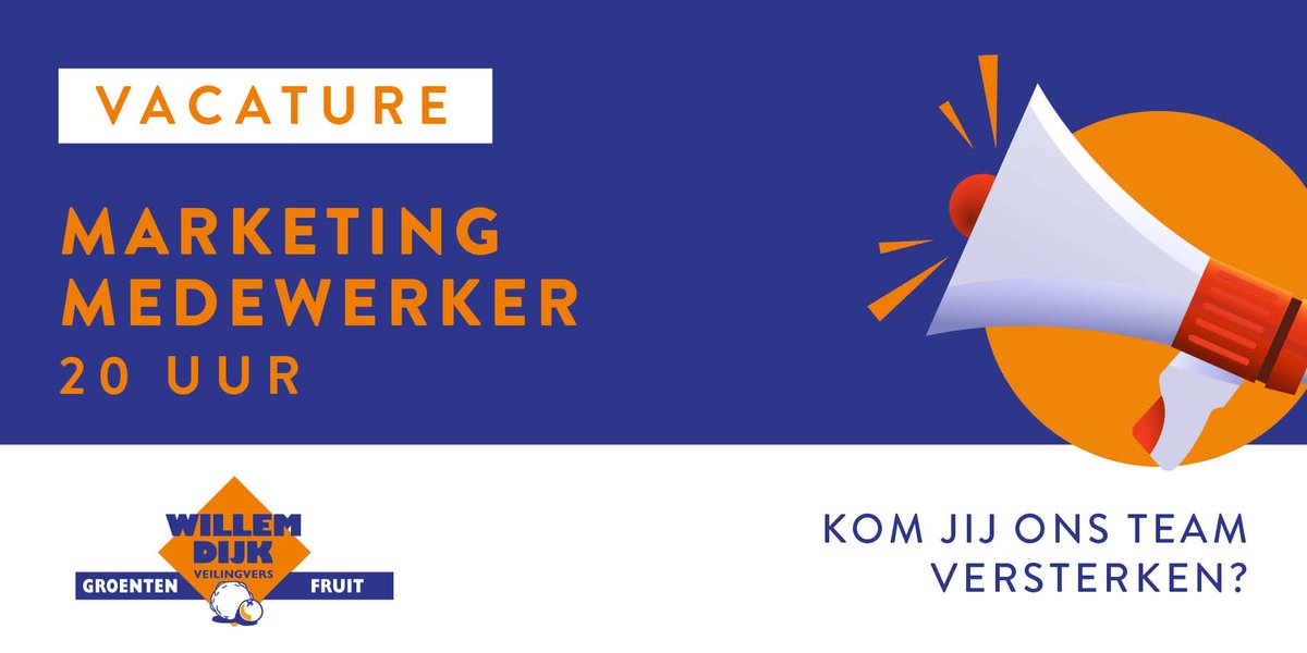BEN JIJ DE CREATIEVE DUIZENDPOOT DIE WIJ ZOEKEN? Willem Dijk AGF is op zoek naar een marketing medewerker voor 20 uur per week. Bekijk de vacature hier: willemdijk.nl/vacatures/mark…
Direct solliciteren? Stuur je motivatie en cv naar tom@willemdijk.nl