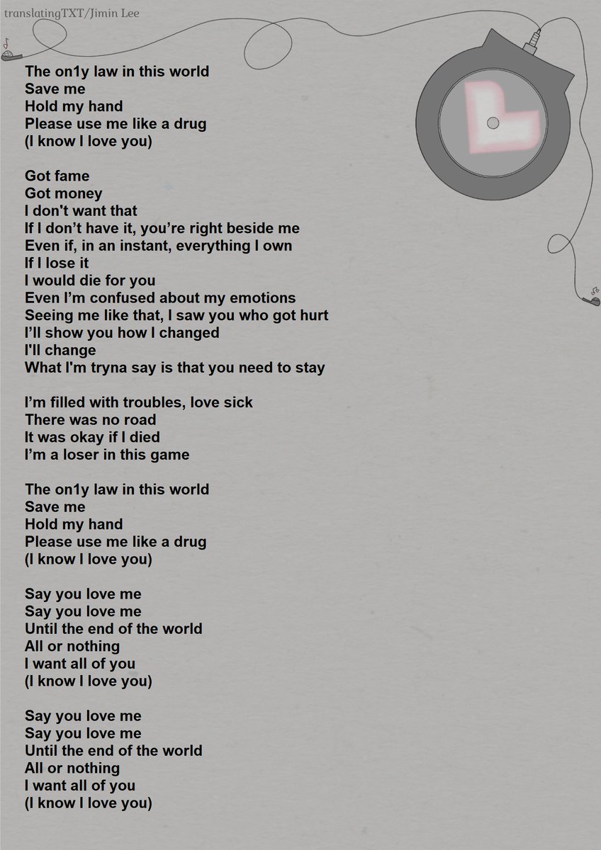 Love lyrics 0x1 song TXT MOD
