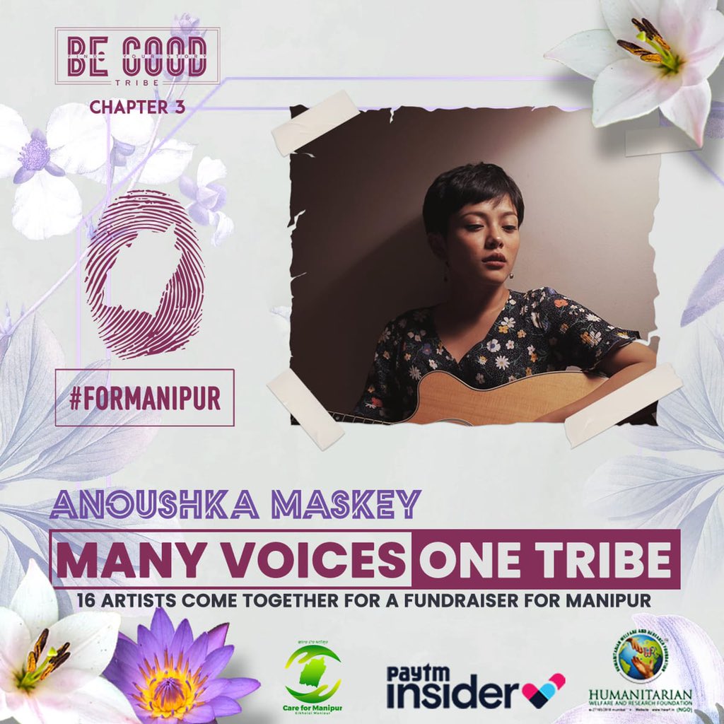 BeGoodTribe's tweet photo. Introducing the 16 artistes curated for the fundraiser for Manipur
...
Anoushka Maskeyโs sound & songwriting connote a warm,nostalgic storytelling feel,with her roots set in folk music.She is in it #formanipur.
...
Join the fundraiser |2nd July 2021 | 7 pm onwards |Paytm Insider https://t.co/MKokrvTXnV