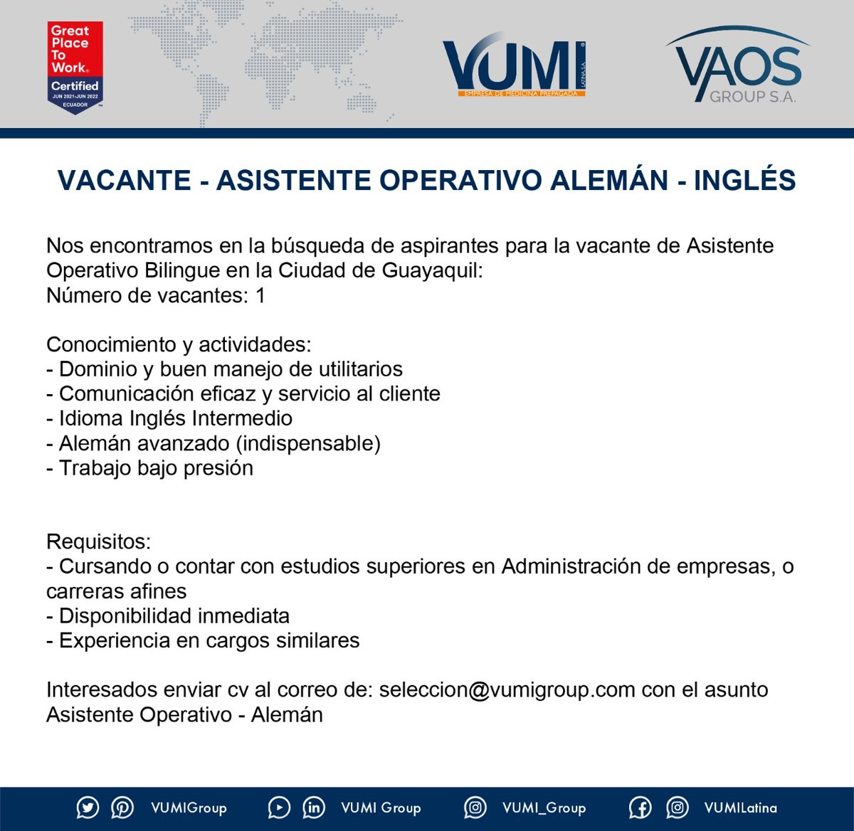 Gaby_Gala's tweet photo. #vacante #Ecuador #Guayaquil #vumi https://t.co/2k29dLk31Y