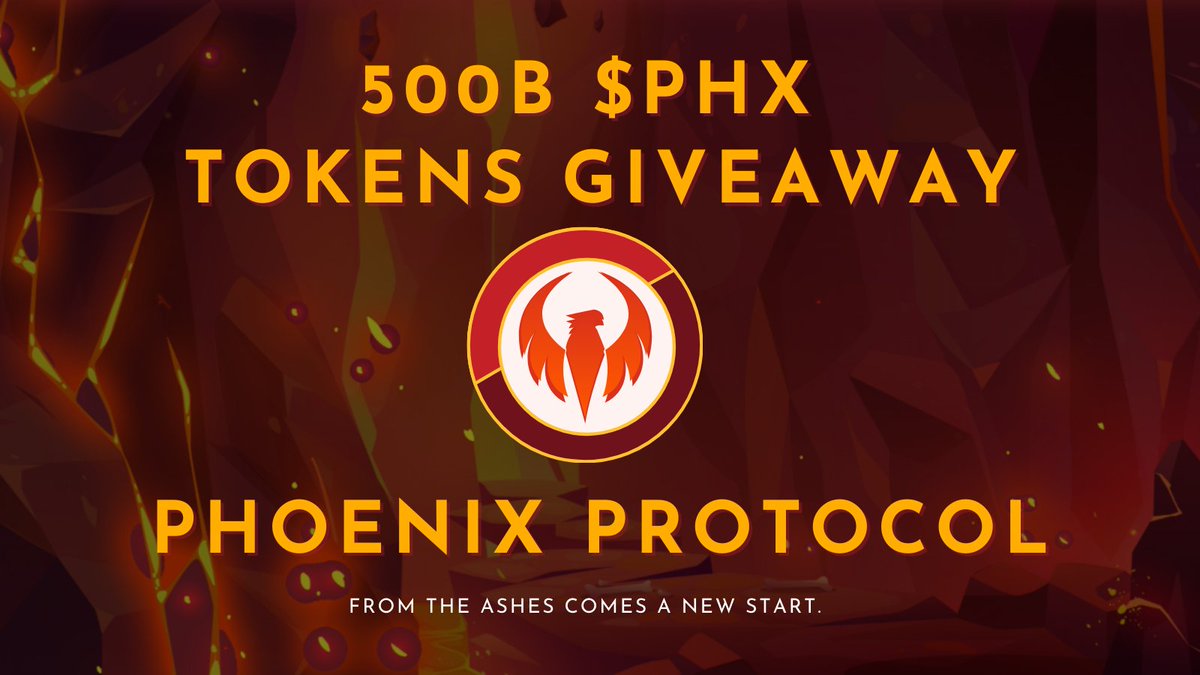 🔥🔥🔥 The Phoenix always rises! 🔥🔥🔥 

We are doing a Giveaway of 500B $PHX tokens split between 2 lucky winners! 👀

All you have to do is follow us, like and retweet this tweet, and add $PHX #PhoenixProtocol tags

Giveaway ends Sunday, 27th June 11PM UTC!