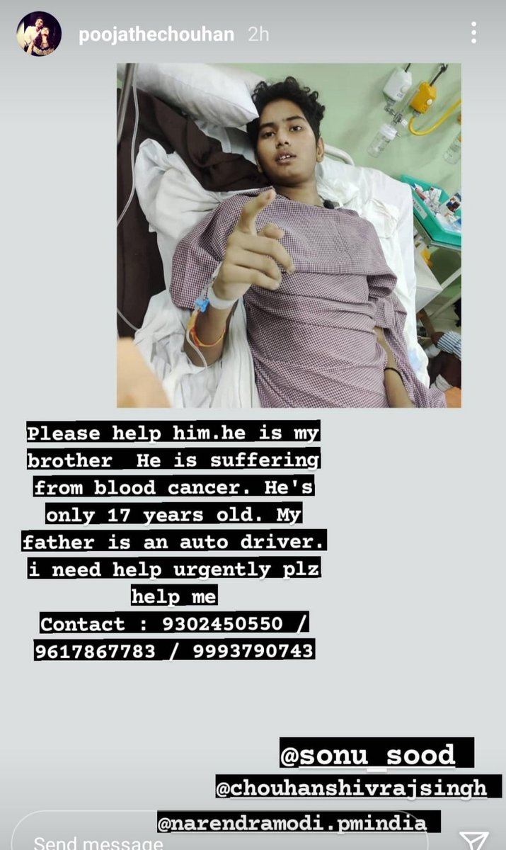 Poojadhakse's tweet photo. @SonuSood @SoodFoundation Sir please Help my friend's Brother!!He is suffering from Blood Cancer...He is just 17teen years old and his father is a auto driver and they are not in the condition to arrange the money for the treatment plss Help sir🙏🙏 https://t.co/l7rGRqd0EJ