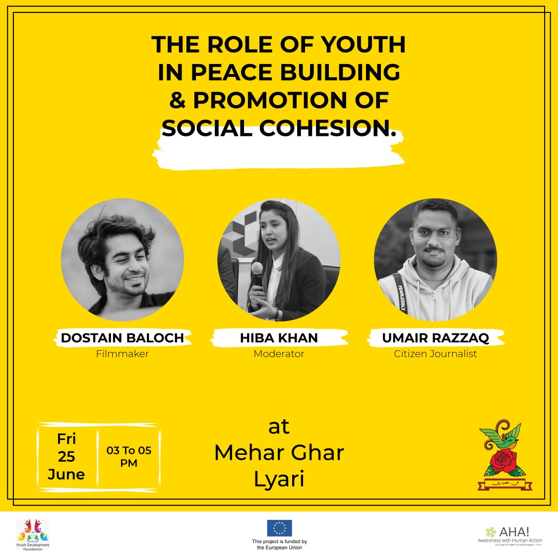 BalochNewzi's tweet photo. Fun-e-Mussawari organized panel discussion in the occasion of opening Ceremony of Project.Topic The role of youth in peace building and promotion of Social Cohesion with our amazing guest. @AHA_Project_ @ydfpk1 @EU_Commission @europeanunion https://t.co/Z1EICtqnS2