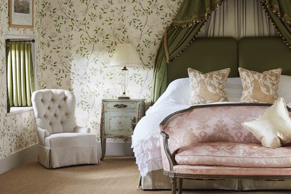 Pearl bedroom is just one of the 22 individually designed, luxurious bedrooms <a href="/CowdrayHouse/">Cowdray House</a> with beautiful views over the gardens &amp; parkland. A stunning location for weddings, celebrations &amp; private stays. 📸 @benwrightphoto #cowdrayestate #homeinteriors cowdray.co.uk