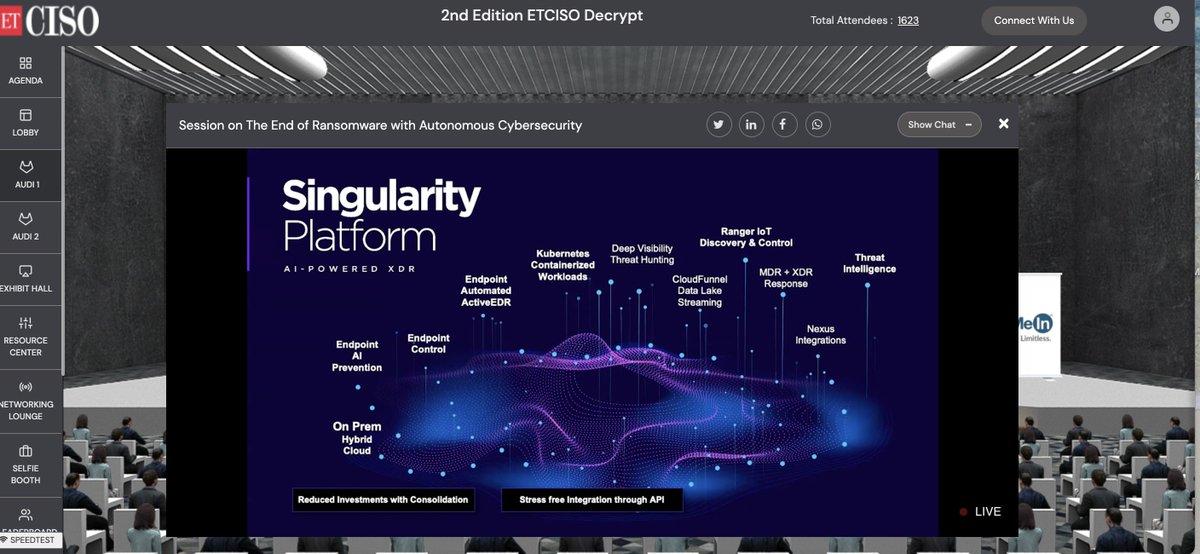 shipramalhotra's tweet photo. #ETCISODecrypt @diwakardayal, Regional Director, @SentinelOne giving an overview of the #SingularityPlatform of #SentinelOne.
#Cybersecurity #Infosec #AI #ML #XDR #Automation #AIinSecurity https://t.co/QYcbAJY9Jm