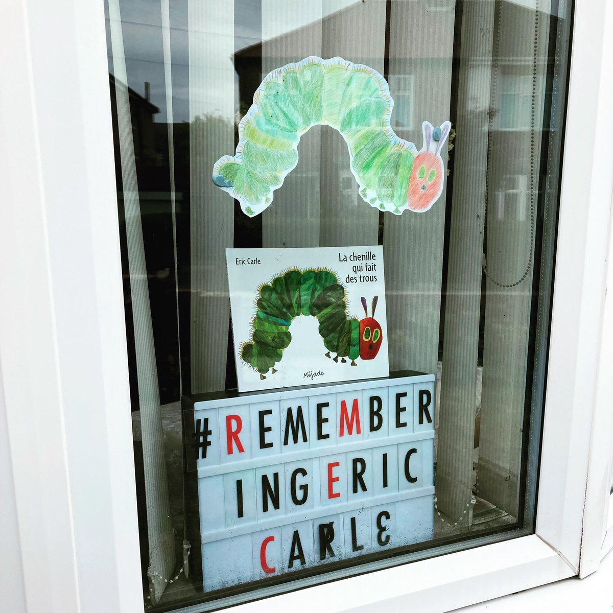 #RememberingEricCarle with window displays on what would have been his 92nd birthday