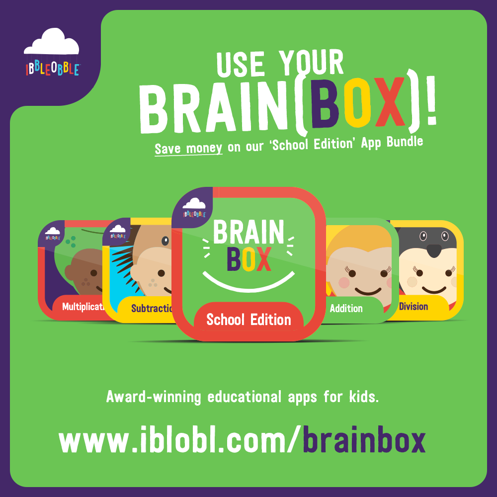 #Ibbleobble #Brainbox includes our FOUR core #education apps #Addition #Multiplication #Subtraction & #Division. apple.co/1lVZLow Not only are our apps are carefully crafted to help #kids confidence in #numbers, but buying in a bundle SAVES you money! #useyourBRAINbox!