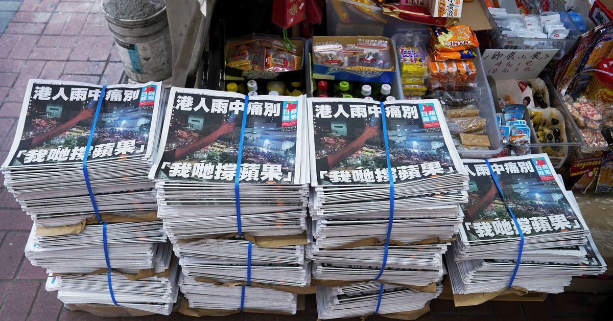 Reuters's tweet photo. Senators call on Biden to impose sanctions over Hong Kong paper closure https://t.co/TcLjdEZePS https://t.co/uDQGyo8GW8
