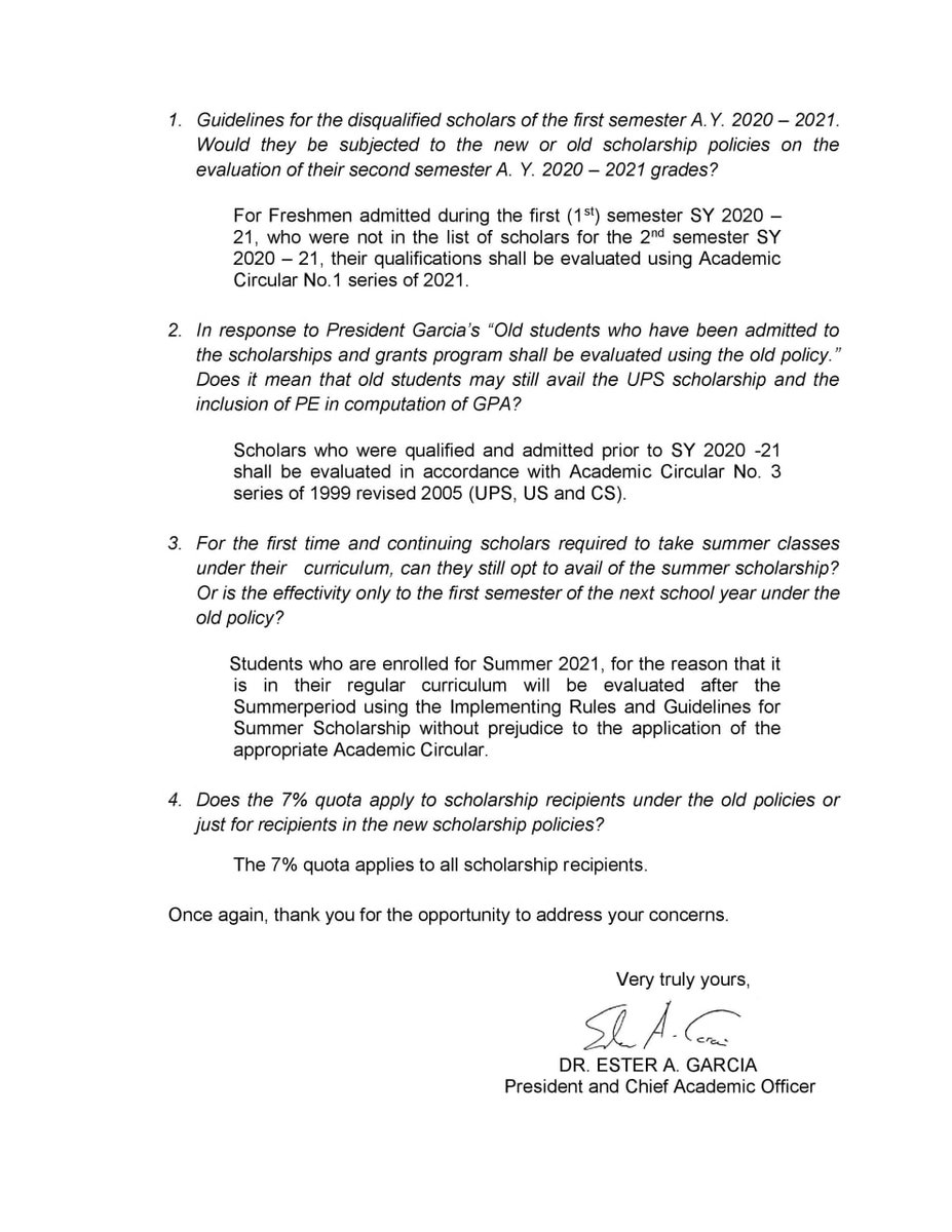 UECSC_Official's tweet photo. 𝗖𝗘𝗡𝗧𝗥𝗔𝗟 𝗨𝗣𝗗𝗔𝗧𝗘 

President Garcia responds to the queries of the UE student councils concerning the new policies of the university on academic scholarships. 

#TransparenCSC
#TranCSCendence
#CSC2122 https://t.co/h4uwTmAPXh