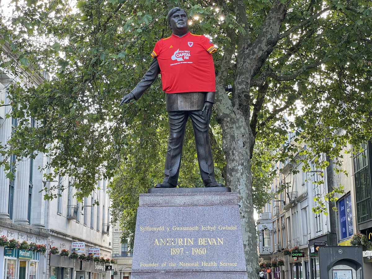 awv's tweet image. Nye Bevan is ready for the big game tomorrow. #wales #cardiff #EURO2020