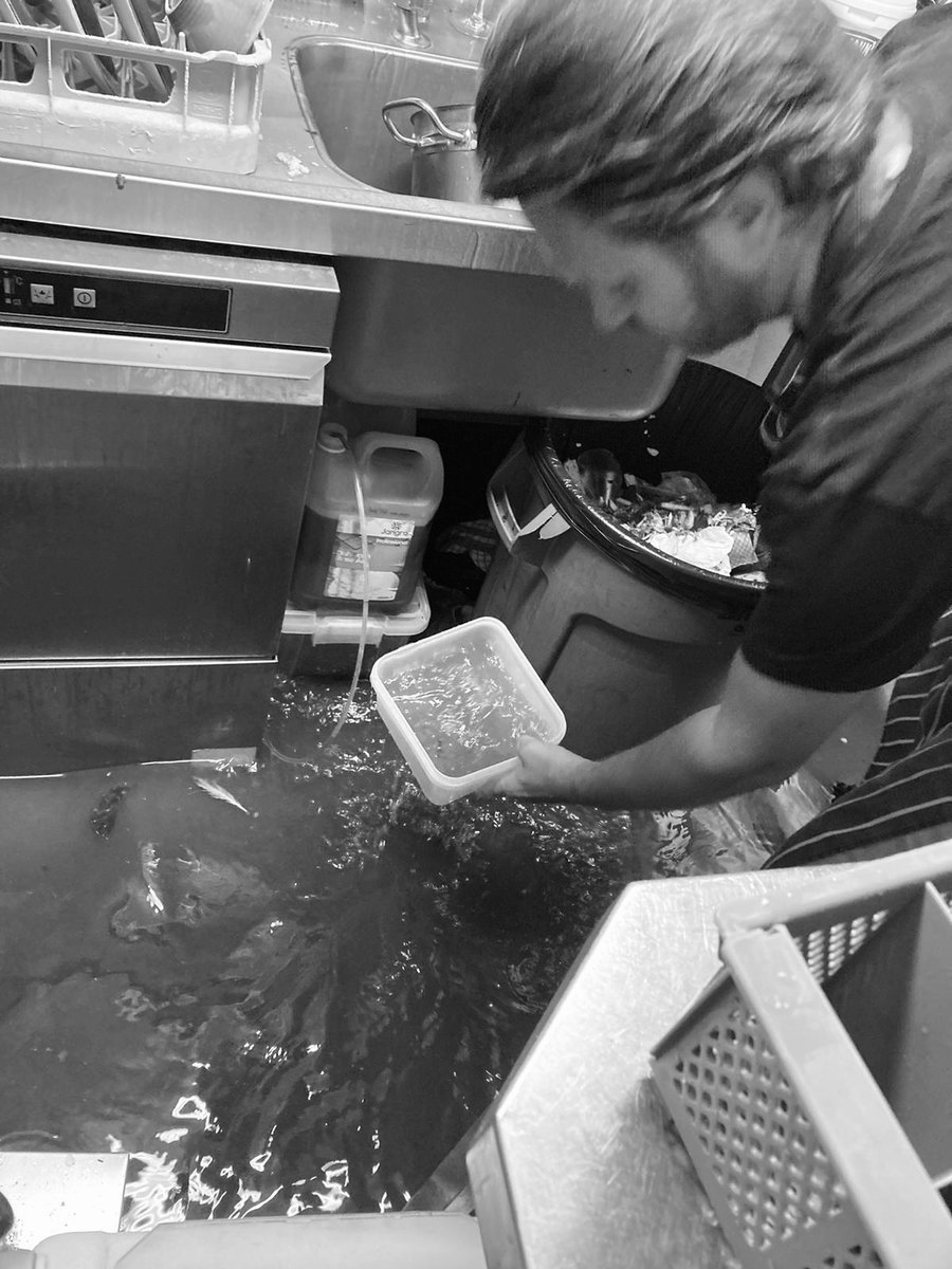 This is Dale yesterday re-enacting a scene from Titanic or was it Das Boot. After an hour of torrential rain the good ship <a href="/MannionHelmsley/">Mannion & Co</a> started to take on water. We will be open today but not until 11am. A bit of cleaning to finish off. 🤯💦🤪
