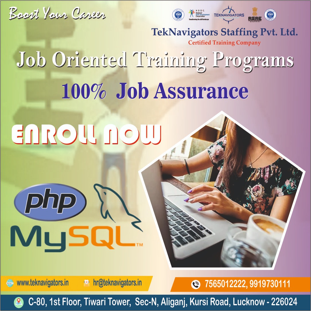 TeknavigatorsL's tweet image. #TekNavigatorstrainingLucknow
#PHP_Development
#PHP_Programming #MySQL
#TechnicaltrainingPrograms
#Internship_Programs