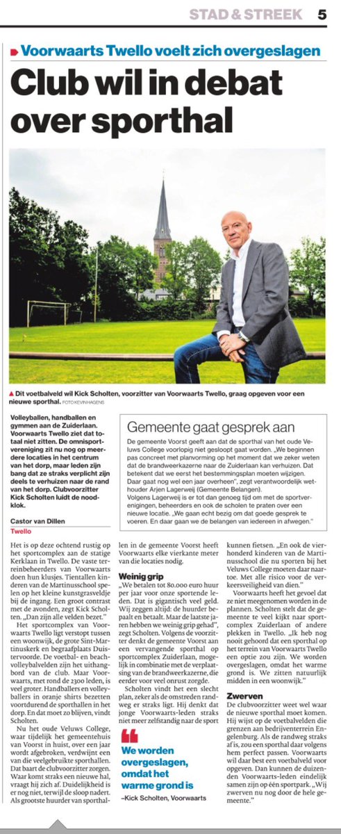 Vandaag in <a href="/ds_Deventer/">de Stentor Deventer</a> 
We willen met <a href="/gemeente_Voorst/">Gemeente Voorst</a> in gesprek over bouw nieuwe sporthal.