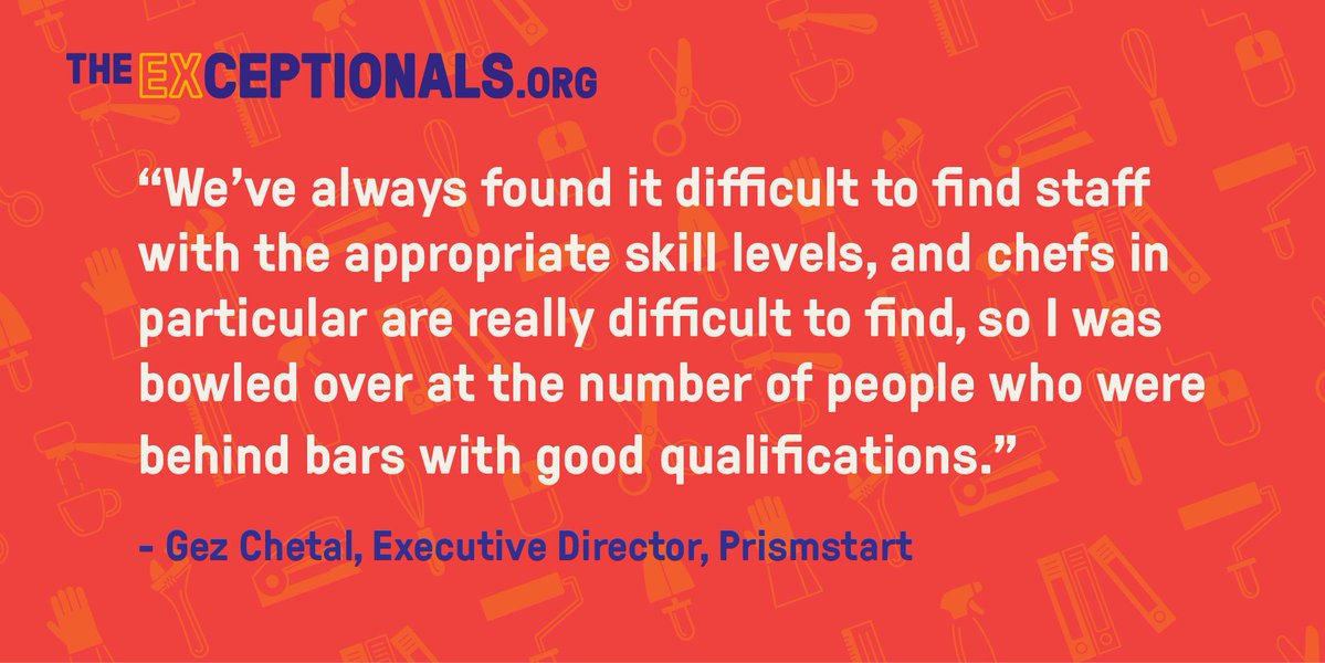 exceptionals_uk's tweet image. Employers👋
Interested in hiring people with convictions? Not sure where to start?
For inspiration, please do see our blog in collaboration with Prismstart, a scheme that helps prison leavers find work in the hospitality industry.⬇️
theexceptionals.org/blog/prismstart