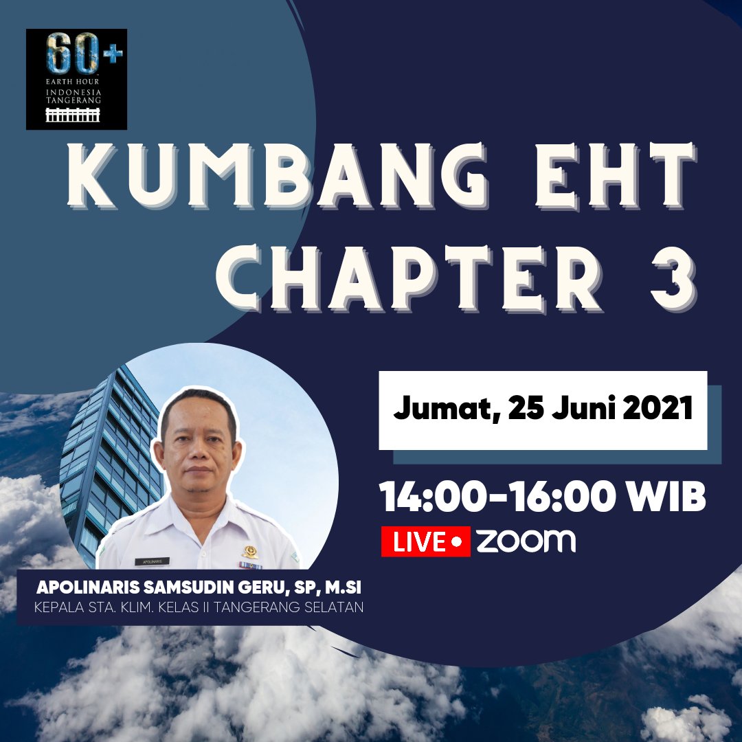 [KUMBANG EHT CHAPTER 3]
⠀⠀⠀⠀⠀⠀⠀⠀⠀
KUMBANG is back! 

Pada kesempatan kali ini kita akan membahas curah hujan dan kualitas udara. 
Kami menghadirkan pembicara yang ahli dibidangnya yaitu Bapak Apolinaris Samsudin Geru, SP, M.Si
