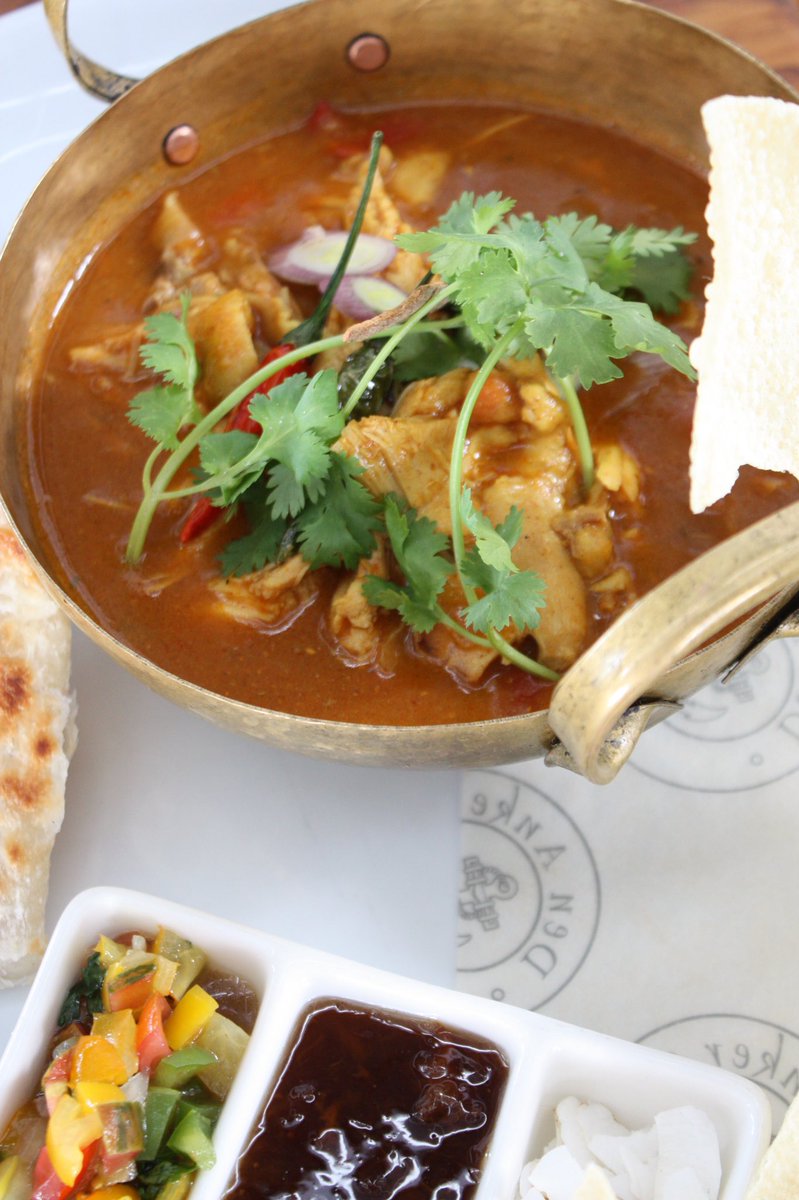 den_anker's tweet photo. Today’s weather calls for our chicken curry served with rice, roti and sambals. 
#DenAnker #WinterSpecials #ChillyOutThere https://t.co/EXZ2Hqlfwo