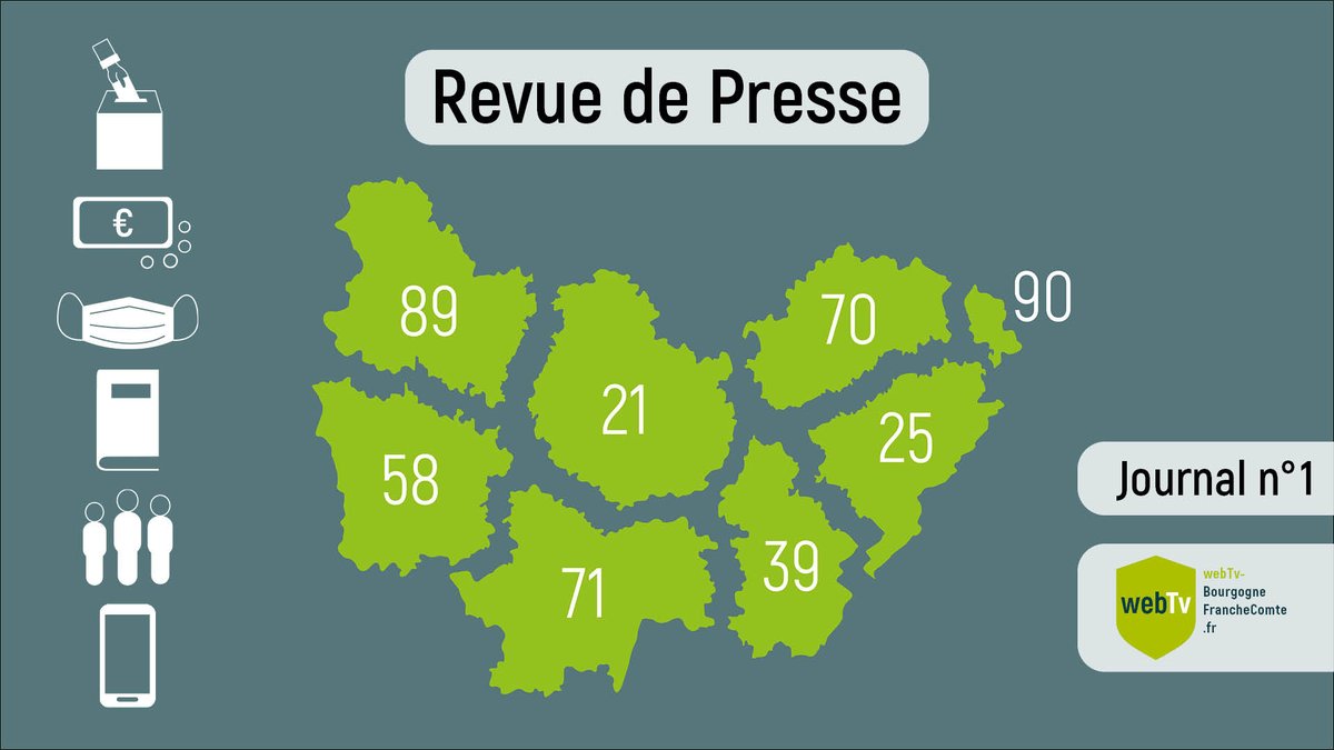 webtv_bfc's tweet photo. La WebTv BFC adopte un nouveau format : la Revue de Presse ! 🗞️

Au programme, élections régionales et départementales, vaccination, plan de relance, expo et plus encore 🤗

Cliquer ici !
https://t.co/8jWC8a0BfO https://t.co/RLt5PdZEL2