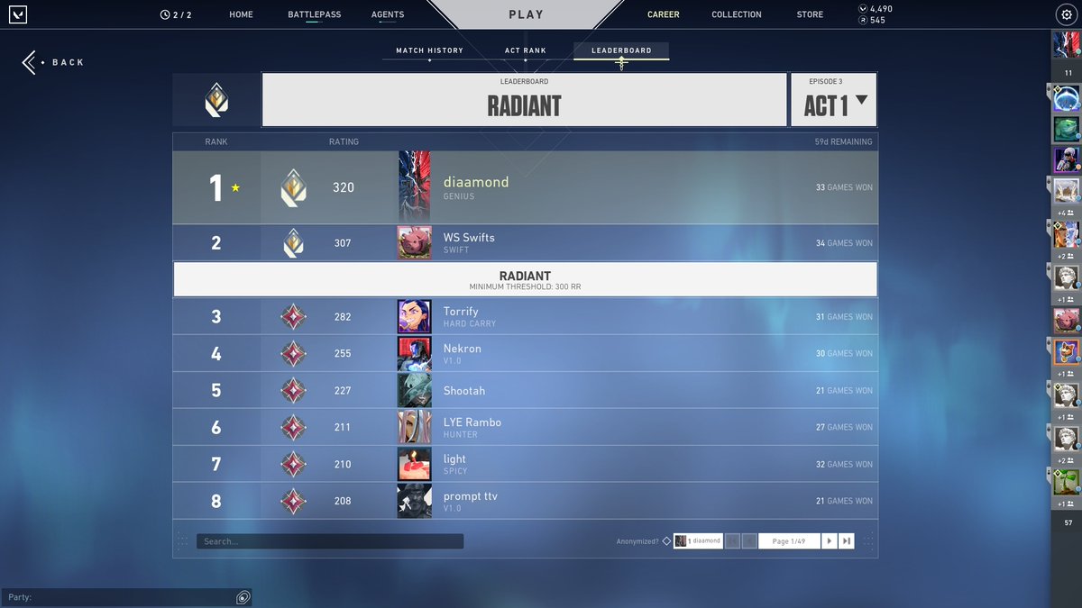 diaamondTV's tweet photo. 2nd Radiant NA

1st Radiant Leaderboard 🥇 https://t.co/3YgFtxYTHs