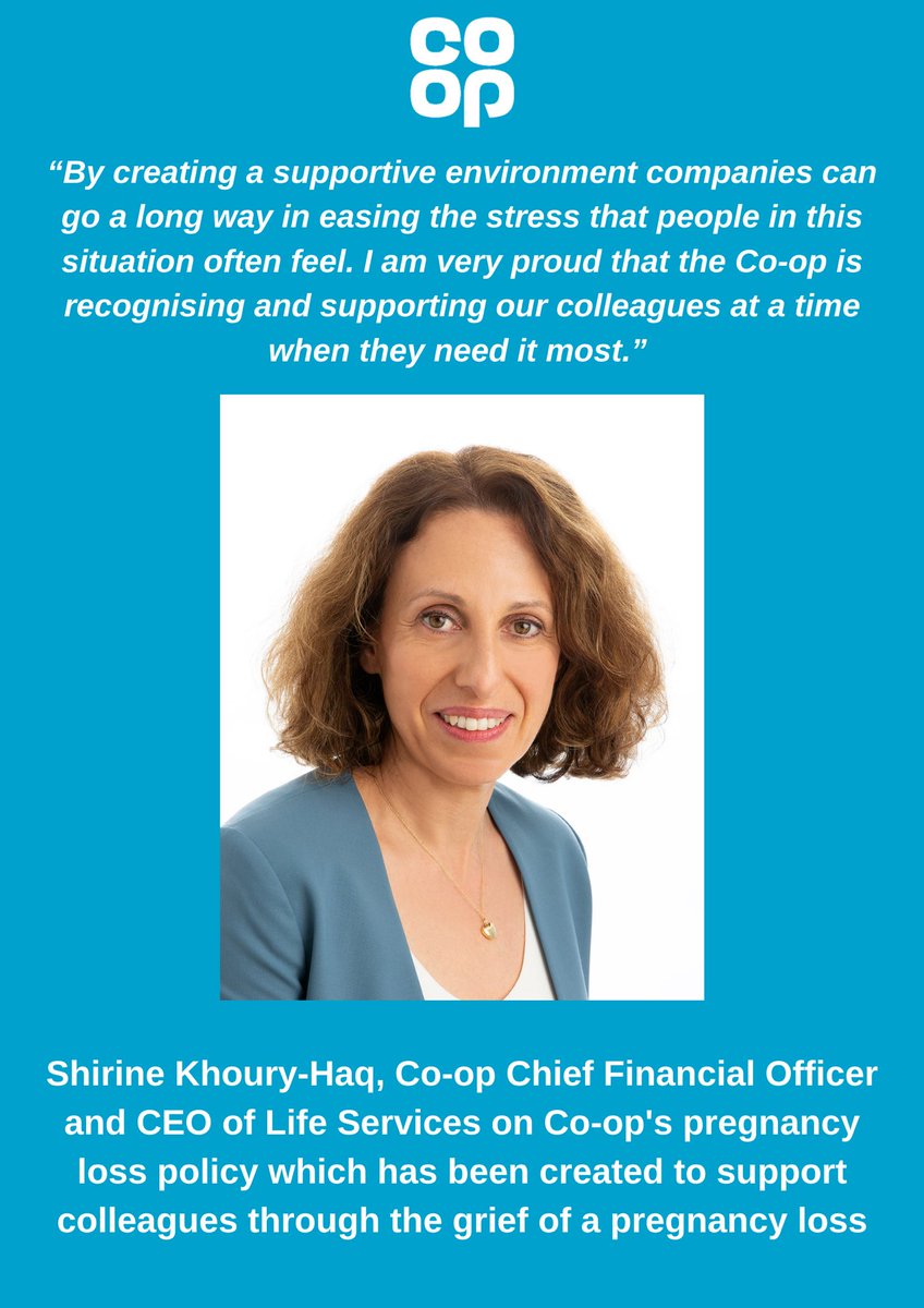 Co-op has today announced the launch of its pregnancy loss policy, created in partnership with <a href="/MiscarriageA/">Miscarriage Association</a> and with support from <a href="/carolinenokes/">Caroline Nokes</a>. The policy will offer support to colleagues through the bereavement and grief of a pregnancy loss.

co-operative.coop/media/news-rel…