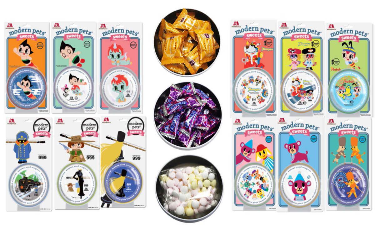 森永製菓 S Tweet モダンペットスイーツ 新発売 人気作品やキャラクターたちのデザインがとってもキュートなスイーツ缶が通販限定で新発売 中身はおなじみのハイチュウ グレープ 大粒の3色ラムネ 大粒のミルクキャラメル ぜひお気に入りを集めてくださいね