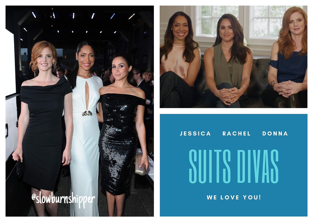 Slowburnshipper's tweet photo. The lovely @ginatorres @sarahgrafferty and #MeghanMarkle @SuitsPeacock #10yearsofsuits #Suits #suitors https://t.co/3aFU0PXhk6
