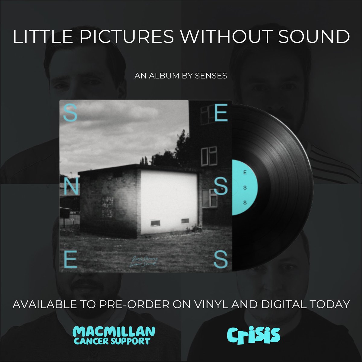 sensesforever's tweet photo. So excited to share our debut album ‘Little Pictures Without Sound’ is available to pre-order on super limited polar white &amp; black vinyl: https://t.co/UfSxEVDaCT

ALL profits will go to @crisis_uk and @macmillancancer 

Please share the crap out of this! 😄 #LPWS #NewMusicFriday https://t.co/5qTV4uy6Dz
