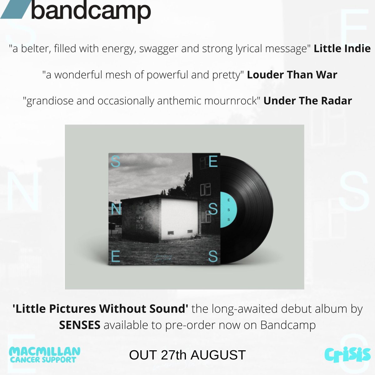 sensesforever's tweet photo. So excited to share our debut album ‘Little Pictures Without Sound’ is available to pre-order on super limited polar white &amp; black vinyl: https://t.co/UfSxEVDaCT

ALL profits will go to @crisis_uk and @macmillancancer 

Please share the crap out of this! 😄 #LPWS #NewMusicFriday https://t.co/5qTV4uy6Dz