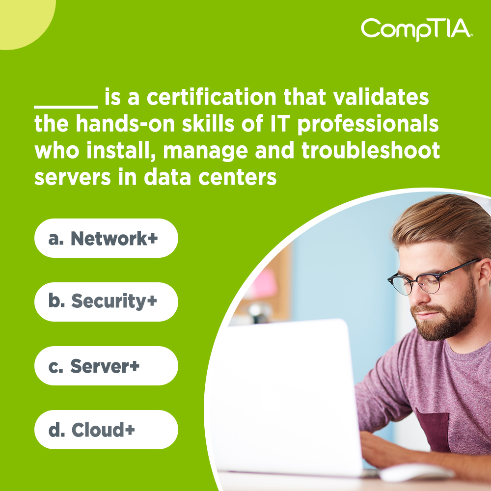 CompTIAIndia's tweet photo. We’re back with a quiz to let your brain do the thinking. Can you figure out the course we are talking about here?
If yes, then let us know in the comments and head over to our website to know more about our other courses.
#CompTIA #learnwithCompTIA #getcertified https://t.co/Xn3L5SJdEy