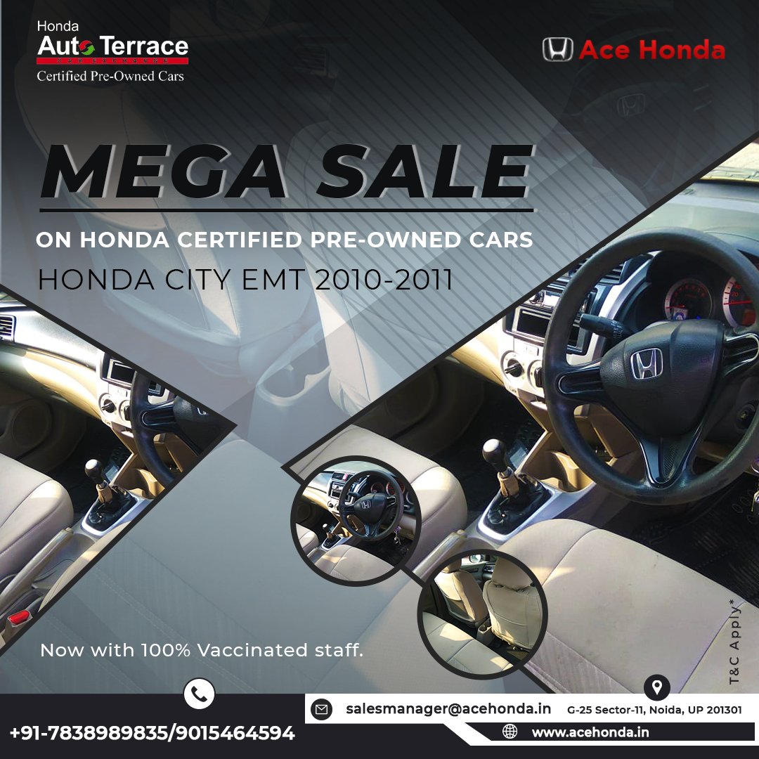 MEGA SALE!!

Grab this Honda EMT 2010-2011 that makes every ride comfortable, with our 100% vaccinated staff to assist you in exploring multiple options in #CertifiedPreOwnedCars across brands.

Contact us at-
+91-7838989835
+91-9015464594

#UsedCars #AceHonda #hondaowners
