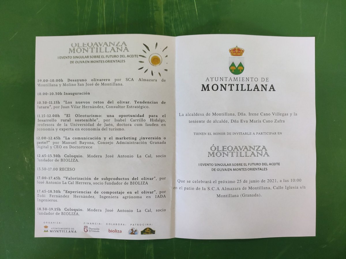 BiolizaL's tweet photo. Hoy estamos en Montillana, Granada. Colaboramos en el I EVENTO SINGULAR SOBRE EL FUTURO DEL ACEITE DE OLIVA EN MONTES ORIENTALES con algunos grandes especialistas del sector como son Isabel Carrillo Hidalgo, Manuel Bayona, @vilar_hernandez y @LaCal_BIOLIZA . https://t.co/y2igrnfuTq