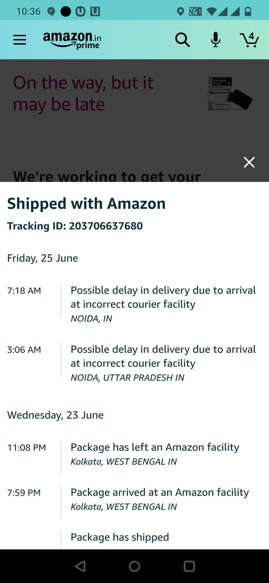 Lakshfmm's tweet photo. @amazonIN i know your team is working tirelessly these days hence these mistakes...
It need to transited to delhi but instead transited to noida.. https://t.co/BHux7NKn3E