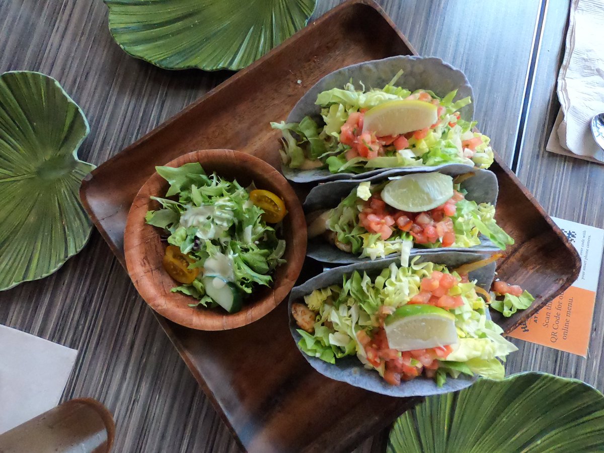 hawaii_isla808's tweet photo. 3 Delicious fresh local Fish Tacos 🌮 in a soft taro shell. These are very popular right now. At Highway Inn on Kaka’ako.#oahufoodies #highwayinnkakaako #highwayinn #saltourkakaako https://t.co/BDt3ZxOVpe
