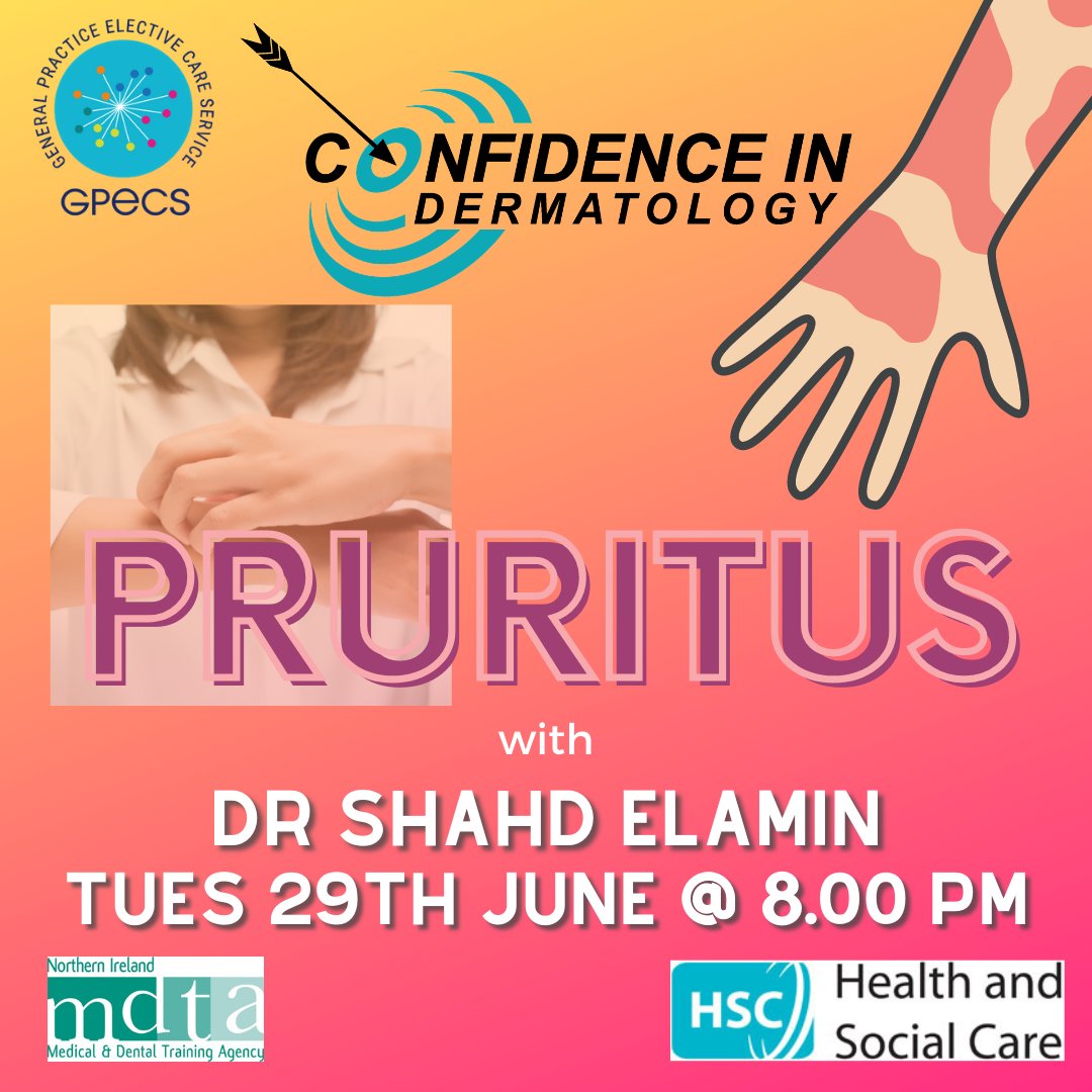 Join us for our final webinar of the year with Dr Shahd Elamin, a dermatology specialist registrar who will be covering the topic of Pruritus relevant to Primary Care - next Tues 29th June @ 8pm. To register click here: zoom.us/webinar/regist…