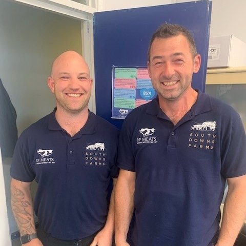 Rob and Dan looking great in our new company t-shirts 🙌 #happyfriday #butchers #meatindustry