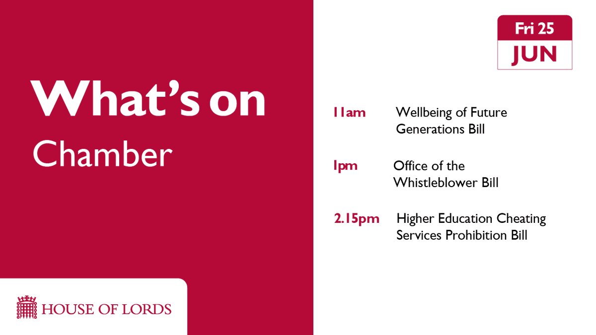 UKHouseofLords's tweet photo. From 11am: #HouseofLords discusses key principles of three private members' bills on wellbeing of future generations, an office of the whistleblower and prohibiting higher education cheating services. Learn more https://t.co/4K5ecSjda8 https://t.co/pCUG9Kzlfh